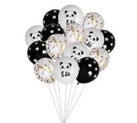 POPETPOP Set de Globos de Látex Panda Lentejuelas para Decoración de Fiesta de Cumpleaños, 15 Piezas Cinta Negra, Adecuado para Celebraciones y Salones