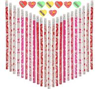 POPETPOP Set de Lápices para 70 Piezas Sacapuntas Simple y Borradores de Corazón Material Escolar para Estudiantes Adecuado para Escuela Aula y Uso Doméstico