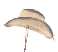 POPETPOP Sombrero Sol de Paja, Sombrero de Verano para Exteriores, ala Ancha, Cordón Ajustable y Plegable, para Mujer y Hombre, Playa y Running
