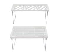 POPETPOP Soporte de Almacenamiento Plegable para Escritorio, Set 2 Piezas (tamaños Pequeño y Grande), Estante Multiusos de Plástico Ecológico, Organizador Compacto para Artículos