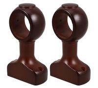 POPETPOP Soporte de Barra de Cortina de Madera 35 CM 2 Piezas Color Café Oscuro Brida para Barra de Armario Instalación Sencilla para Baños y Habitaciones
