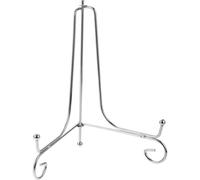 POPETPOP Soporte de Caballete de Hierro, Porta Platos de Escritorio, Diseño de 3 Patas, Plata, Almacenamiento y Aprovechamiento del Espacio, para Vitrina de Cristal y Cumpleaños