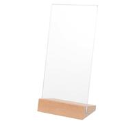 POPETPOP Soporte de Menú de Acrílico y Madera para Mesa Soporte Publicitario Estable con Diseño de Esquina Redondeada para Fotos Precios y Carteles Restaurantes y Supermercados Vertical