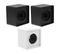 POPETPOP Soporte de Micrófono Abs para Entrevistas 3 Piezas (2 Negros 1 de Color Claro), Cubo Cuadrado Caja de Logotipo para Reporteros y Periodistas, Soporte de Mesa Portátil