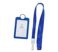 POPETPOP Soporte de Tarjeta Id de Silicona Suave con Cordón para Oficina Funda Transparente Reutilizable para Identificación y Tarjetas de Negocio para Empleados y Estudiantes Azul