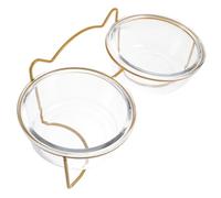 POPETPOP Soporte para Cuenco de Vidrio para Gatos Cuencos Separados Diseño Inclinado para Comer Fácilmente Comedero Elevado para Mascotas Cuenco Alto para Mascotas para Una Alimentación Saludable