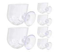 POPETPOP Soporte para Plantas de Acuario Acrílico con Ventosa Comedero Redondo para Peces y Gusanos Maceta Pequeña 6 Piezas Contenedor para Alimentación y Decoración de Pecera