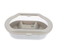 POPETPOP Tanque de Cría para Tortugas Pequeño Gris, Plástico Duradero Plataforma para Tomar el Sol, Área de Descanso y Alimentación, Terrario Ecológico para Reptiles Domésticos y Mascotas Pequeñas