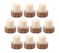 POPETPOP Tapones de Botella de Vino 10 Piezas de Madera de Haya Polimérica Cierre Hermético Colores Surtidos, Reutilizables y Color Aleatorio para Conservación de Vino