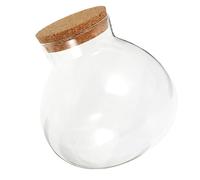 POPETPOP Tarro de Vidrio Decorativo Redondo con Tapa de Corcho Recipiente Hidropónico para Plantas Suculentas Terrario Transparente para Micro Paisajes y Almacenamiento Práctico