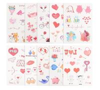 POPETPOP Tatuajes Temporales Adhesivos para Cuerpo 10 Láminas Waterproof Diseño Realista Corazón Papel Estable y Seguro Adecuado para Playa Fiestas y Discotecas Calcomanías