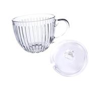 POPETPOP Taza de Vidrio con Tapa Grande para Desayuno Recipiente Versátil para Cereales Yogur y Leche Diseño Decorativo y Práctico para Uso Diario