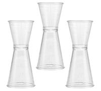 POPETPOP Taza Medidora de Plástico Doble Jigger 3 Piezas Grande Transparente Escala para Cócteles, Herramienta de Barra Reutilizable Adecuado para Bar, Fiesta y Hogar