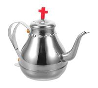 POPETPOP Tetera de Acero Inoxidable 1.2l Tapa Roja para Comunión, Diseño Vintage Borde Redondeado, Fácil de Limpiar y Uso en Reuniones Religiosas al Aire Libre