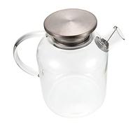 POPETPOP Tetera de Vidrio Grande Tapa Inoxidable Hervidor de Agua Fría y Jarra Transparente para Almacenamiento de Bebidas Uso Familiar y Entretenimiento