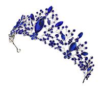 POPETPOP Tiara Azul Cristales Estilo Reina para Boda y Fotografía, Ligera y Cómoda, Hecha de Aleación de Zinc y Acrílico Elegante para Mujer