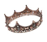 POPETPOP Tiara Barroca Negra Vintage para Novia, Diadema Redonda de Reina Nupcial, Accesorio Elegante para Tocado de Boda, Complemento Femenino para Vestido Nupcial