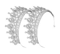 POPETPOP Tiara de Plata para Mujer Gemas de Imitación en Forma de Lágrima, Accesorios de Boda Elegantes para Cumpleaños y Actuaciones, Pack de 2 Piezas