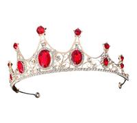 POPETPOP Tiara Roja en Forma de Corona para Boda y Compromiso, Accesorio para Mujer Aleación de Zinc y Rhinestone, Diseño Delicado y Fácil de Llevar