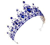 POPETPOP Tiaras de Novia Azul con Cristales Brillantes Accesorio de Boda Elegante para Mujer Diadema de Princesa y Segura para Fotos y Eventos Especiales