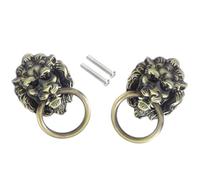 POPETPOP Tirador de Cajón Vintage Cabeza de León de Aleación, Estilo Antiguo, 2 Unidades con Tornillos, para Armarios, Muebles y Cajones, Tiradores para Muebles Retro