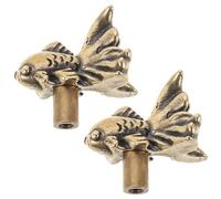 POPETPOP Tiradores de Latón Vintage para Cajones, 2 Piezas, Diseño Antiguo Forma de Pez, Manijas Decorativas para Muebles y Armarios, Tiradores Ergonómicos de Metal para Tocadores