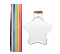 POPETPOP Tiras de Papel Estrella con Botella de Vidrio Ligero y Fácil de Llevar para Origami Adecuado para Decoración de Habitación y Fiestas Temáticas DIY