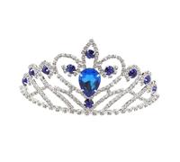 POPETPOP Tocado Nupcial Tiara de Princesa Azul Diadema Barroca Piedras de Cristal y Gemas de Imitación Accesorio para Boda y Fiesta Diseño Ergonómico y Peines Laterales para Mujeres y Niñas