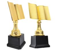 POPETPOP Trofeo Infantil de Lectura 2 Unidades, Copas Doradas de Plástico en Forma de Libro para Concurso y Premio de Lectura, Adecuado para Actividades Escolares y Familiares