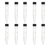 POPETPOP Tubo de Ensayo para Laboratorio Fondo Cónico y Tapa Roscada, 10 Probetas de 15 Ml Escala Graduada, Adecuado para Bioquímica y Biología Molecular