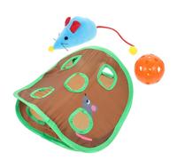 POPETPOP Túnel para Gatos Nueve Agujeros y Diseño de Ratón de Tela Marrón, Juguete Interactivo para Interiores Que Fomenta el Ejercicio Exploración