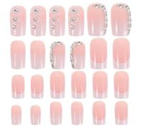 POPETPOP Uñas Postizas Francesas Cortas a Presión Cobertura Total Material Plástico Estilo Francés Clásico 1 Caja para Manicura Rápida Adecuado para Fiestas y Uso Diario