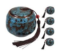 POPETPOP Urnas Pequeñas para Cenizas de Mascotas 5 Piezas Caja Conmemorativa de Cerámica Azul Esmalte de Kilns Mini Urnas para Perros y Gatos Recuerdo Compacto para Uso en Hogar y