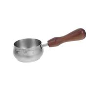 POPETPOP Vaso de Acero Inoxidable para Espresso con Asa de Madera Pequeña Cacerola para Estufa Calentador de Mantequilla con Vertedor Mango de Nogal