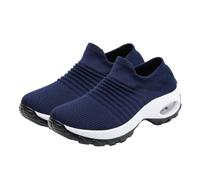 POPETPOP Zapatillas Deportivas Mujer Talla Grande Diseño Tipo Calcetín Calzado Transpirable Azul Marino para Gimnasio y Uso Casual Zapatos Deportivos Cómodos y Modernos