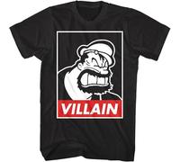 Popeye Brutus The Villain Men's T Shirt Bluto Terrible Bully Vintage Cartoon Bad Black S
