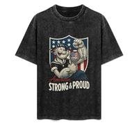 Popeye Strong and Proud Mens T-Shirt Black Unisex Top tee M