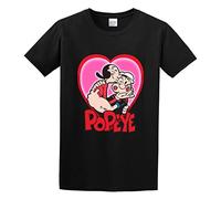 Popeye The Sailor Man Popeye and Olive OYL Popeye - Camiseta para hombre con dibujos animados 100% algodón, Negro , XXL