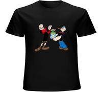 Popeye The Sailor Man Popeye E Olivia Palito Men Cotton T Shirt Black L