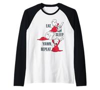 Popeye The Sailor Man Swee'Pea Eat Sleep Bostezar Repeat Camiseta Manga Raglan