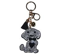 Popfizzy Accesorios de llavero de diamantes de imitación para mujer, dijes de llaves de coche, llavero brillante, bonitos dijes para bolsos de mano, Perro con corazón (dorado), Talla única