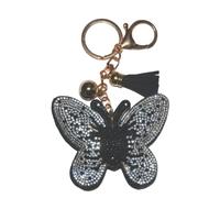 Popfizzy - Llavero con diseño de mariposa para mujer, color negro y blanco