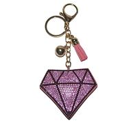 Popfizzy Llavero de diamantes de imitación para mujer, dijes brillantes para bolsos, llavero de mochila para niñas, llaveros con dije de bolsa de cristal, Llavero de diamante rosa