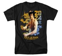 popfunk Bruce Lee Two Tone Year of The Dragon T Shirt, Black Camiseta, Negro, XXL Unisex Adulto
