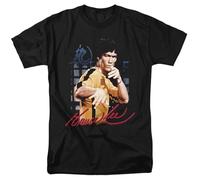 popfunk Bruce Lee Yellow Jumpsuit T Shirt, Black Camiseta, Negro, M Unisex Adulto