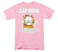 popfunk Garfield Mother's Day Cat Mom Flowers T Shirt, Pink Camiseta, Rosa, XL Unisex Adulto
