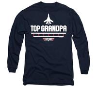 popfunk Gun Father's Day Top Grandpa Long Sleeve T Shirt, Navy Camiseta, Azul Marino, L Unisex Adulto