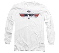 popfunk Paramount-Top Gun Logo Long Sleeve T Shirt, White Camiseta, Blanco, XXL Unisex Adulto