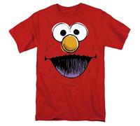 popfunk Sesame Street Elmo Retro Sketch Face T Shirt, Red Camiseta, Rosso, S Unisex Adulto