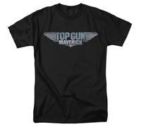 popfunk Top Gun Maverick Logo T Shirt, Black Camiseta, Negro, XL Unisex Adulto